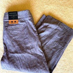 Banana Republic blue denim linen wide-leg crop